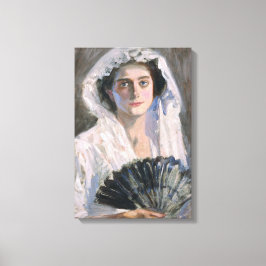 Elegante Frau mit schwarzem Fan (Fujishima Takeji) Leinwanddruck