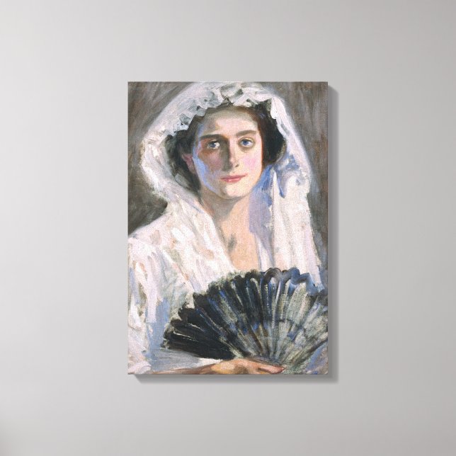 Elegante Frau mit schwarzem Fan (Fujishima Takeji) Leinwanddruck (Vorderseite)