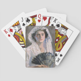 Elegante Frau mit schwarzem Fan (Fujishima Takeji) Spielkarten