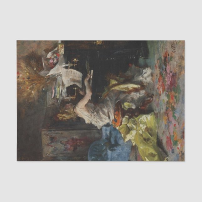 Elegante Frau Pianistin (Giovanni Boldini) Seidenpapier (Vorderseite)