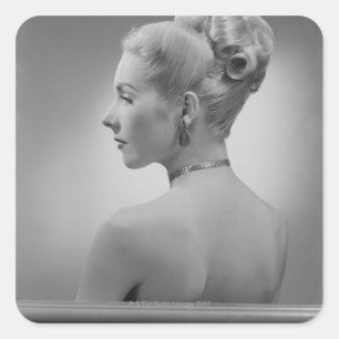 Elegante Frau Quadratischer Aufkleber