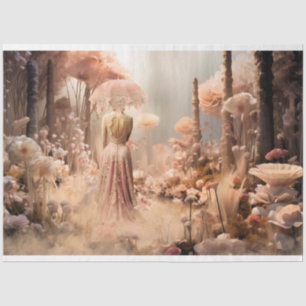 Elegante Frau und Sonnenschirm, Rosa Wild Florals Seidenpapier
