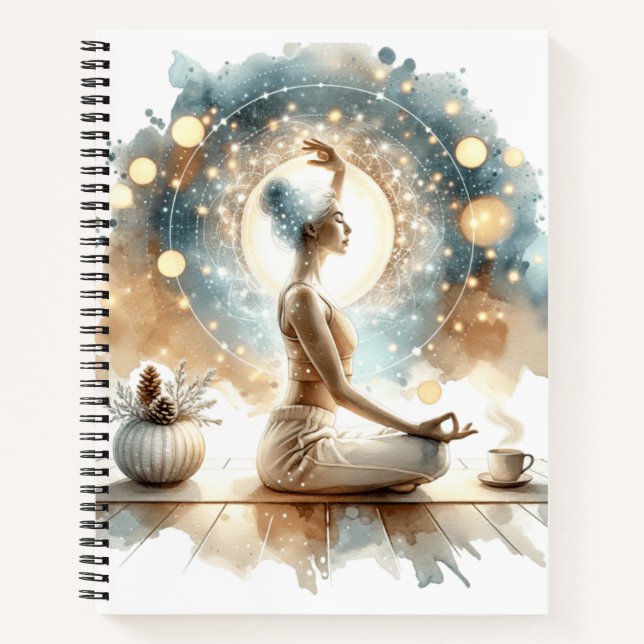 Elegante Frau Yoga Pose Spiral Notebook Notizbuch (Vorderseite)