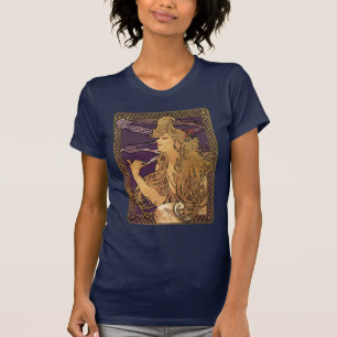 Elegante Frauen-Grafik Alphonse Mucha T-Shirt