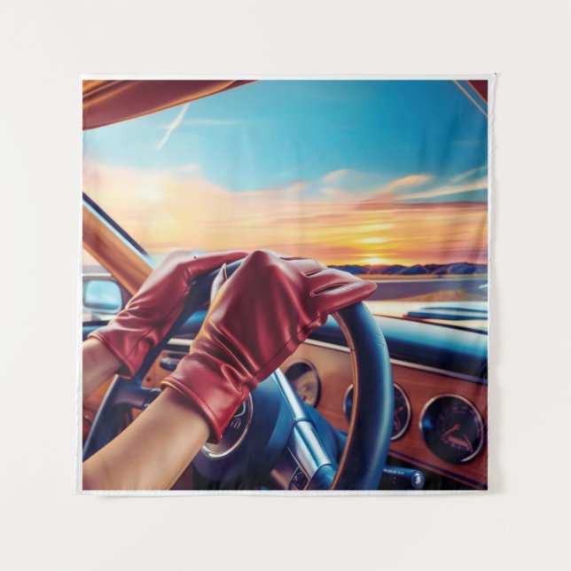 Elegante Frauen in klassischen Autos Wandteppich (Vorderseite)