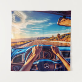 Elegante Frauen in klassischen Autos Wandteppich