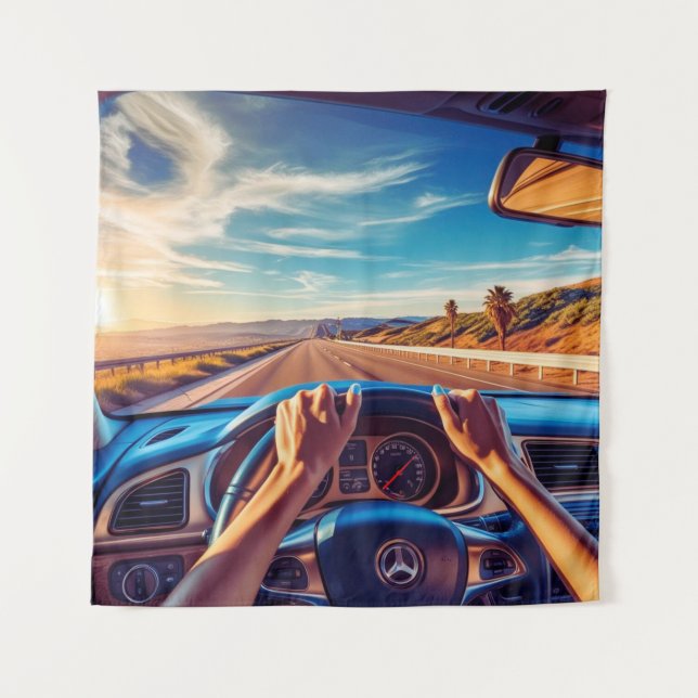 Elegante Frauen in klassischen Autos Wandteppich (Vorderseite)