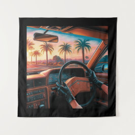 Elegante Frauen in klassischen Autos Wandteppich