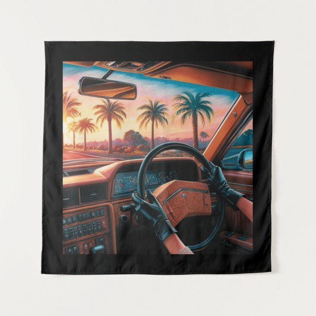 Elegante Frauen in klassischen Autos Wandteppich (Vorderseite)