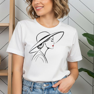Elegante Frauen in Minimalistischer Linie Art T-Shirt