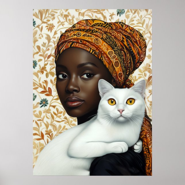 Elegante Frauen und Katze Poster (Vorne)