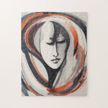 Elegante Frauengesicht Braun blaue Mauer Abstrakt