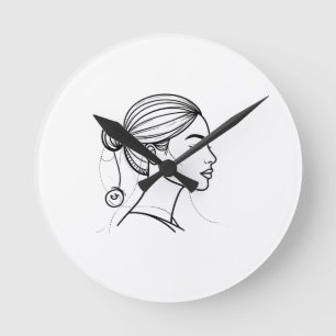Elegante Frauenlinienkunst Runde Wanduhr