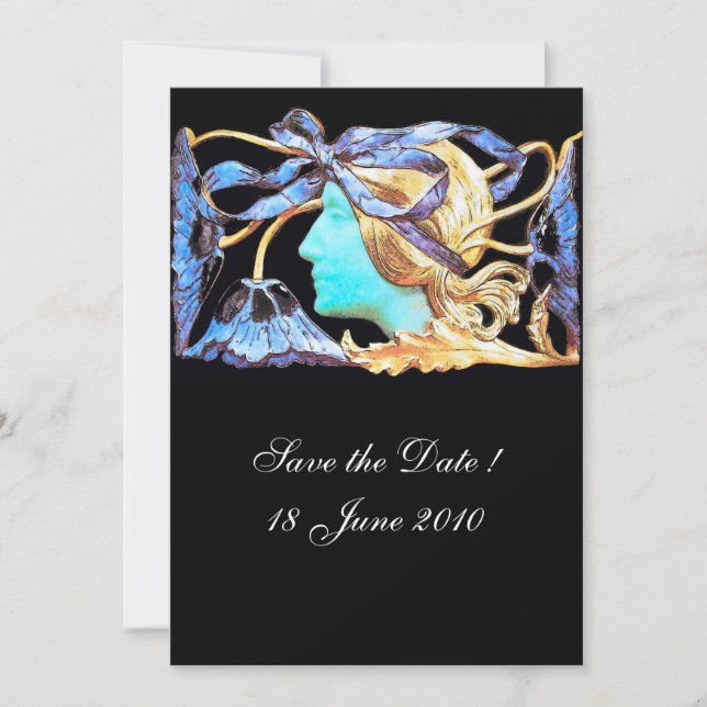 ELEGANTE FRAUENSCHÖNHEIT JEWEL/LADY, BLAUE BOW, BL EINLADUNG (Vorderseite)