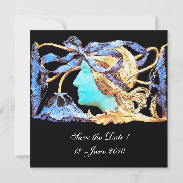 ELEGANTE FRAUENSCHÖNHEIT JEWEL/LADY, BLAUE BOW, BL EINLADUNG (Vorderseite)