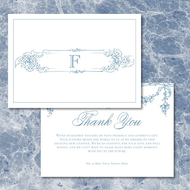 Elegante French Blue Viktorianisch Chinoiserie Hoc Dankeskarte (Elegant French Blue Victorian Chinoiserie Wedding Thank You Card)