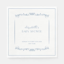 Elegante French Blue Vintag Frame Baby Dusche Serviette