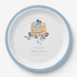 Elegante French Blueberry Pancake Baby Shower Pappteller