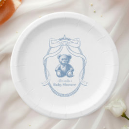 Elegante French Teddy Bear Baby Shower Pappteller