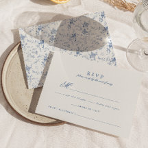 Elegante French Vintag Blue Floral Jouy Wedding