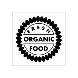 Elegante Fresh Bio Food Typografie Gummistempel