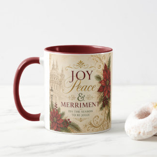 Elegante Freude Frieden & Frohsinn Weihnachtskaffe Tasse