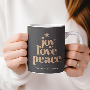 Elegante Freude, Liebe, Peace Gold Black Kaffeetasse