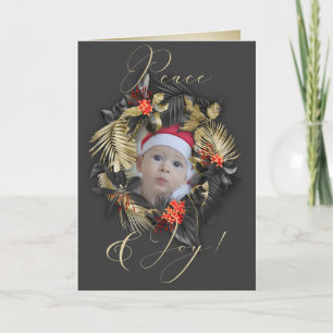 Elegante Freude und Frieden Tropischer Fotorahmen Karte