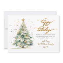 Elegante Frohe Feiertage Gold Schrift Christmasbau