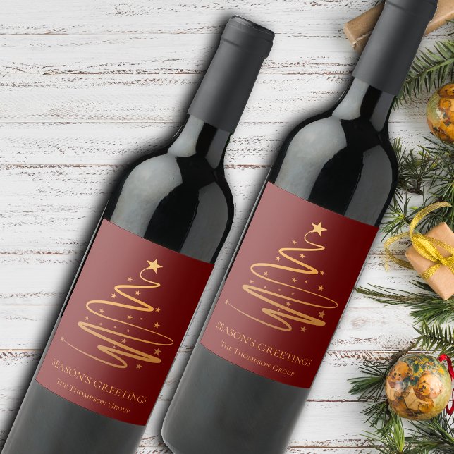 Elegante Frohe Festtage Firmenname Weinetikett (Elegant Seasons Greetings Corporate Company Name Wine Label)