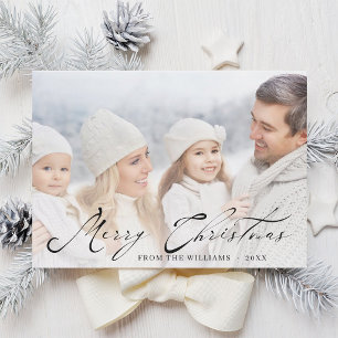 Elegante Frohe Weihnachten Black Script Familienfo