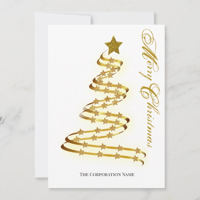 Elegante Frohe Weihnachten Gold Tree Stars Abstrak (Vorderseite)