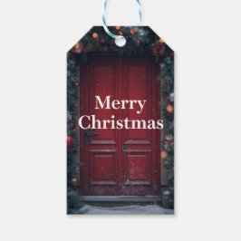 Elegante "Frohe Weihnachten" Red Door Gift Tags Geschenkanhänger