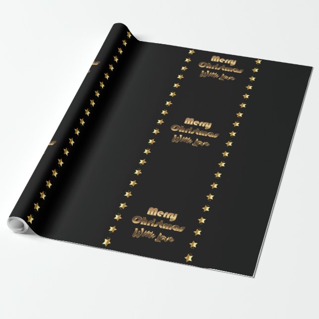 Elegante frohe Weihnachten schwarzes Goldbrowns Geschenkpapier (Ungerollt)