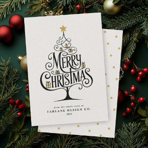 Elegante „Frohe Weihnachten“-Typografie-Weihnachts Feiertagskarte