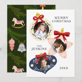 Elegante Frohe Weihnachts 3 Foto Familienkarte Feiertagskarte