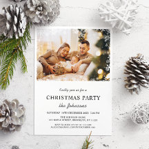 Elegante Frohe Weihnachts-Party Foto Einladung