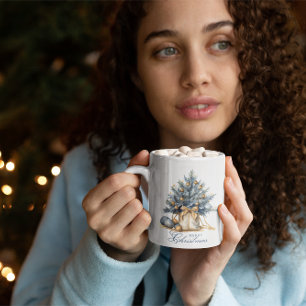 Elegante Frohe Weihnachtsbaum Gold Kaffeetasse