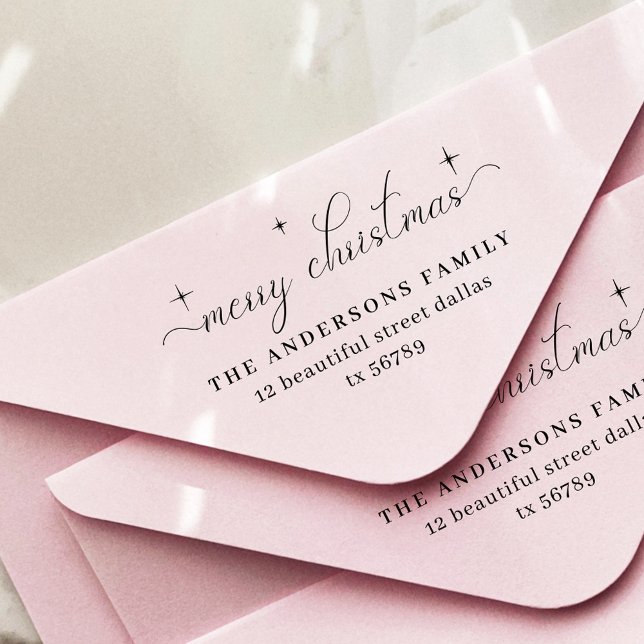 Elegante frohe Weihnachtsfamilie Rücksendeadresse Permastempel (Von Creator hochgeladen)