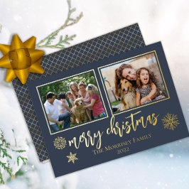 Elegante Frohe Weihnachtsschneeflocken 2 Foto Folien Feiertagskarte