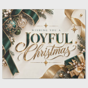 Elegante fröhliche Weihnachten Smaragd Gold Geschenkpapier