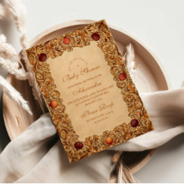 Elegante Frucht- und Foliage Babydusche Einladung