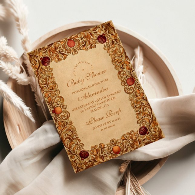 Elegante Frucht- und Foliage Babydusche Einladung (Von Creator hochgeladen)