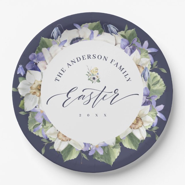 Elegante Frühjahrs-Aquarellplatte Pappteller (Vorderseite)