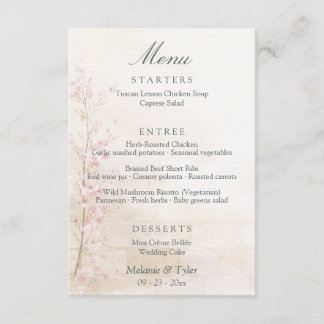 Elegante Frühjahrs-Botanik-Hochzeits-Menükarte Begleitkarte