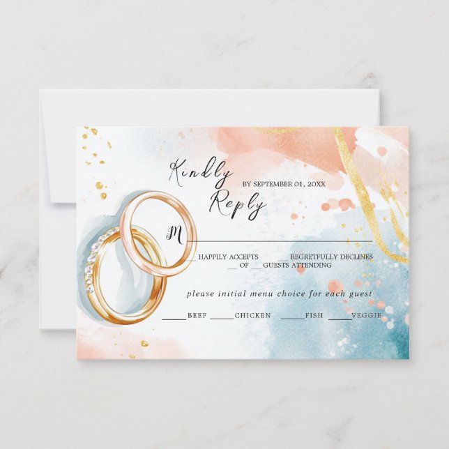 Elegante Frühjahrsgoldenringe Hochzeit RSVP Karte (Vorderseite)
