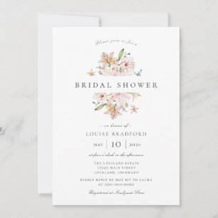 Elegante Frühlings-Aquarell-Blumen-Brautparty Einladung