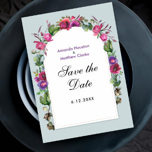 Elegante Frühlings-Sommer-Rosa-Lila-Blumen-Hochzei Save The Date
