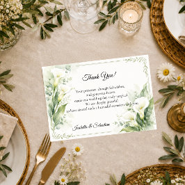 Elegante Frühlings-Zantedeschia-Romantik-Hochzeit Dankeskarte
