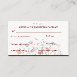 Elegante Frühlingsblumen Aquarell Blumen RSVP Begleitkarte